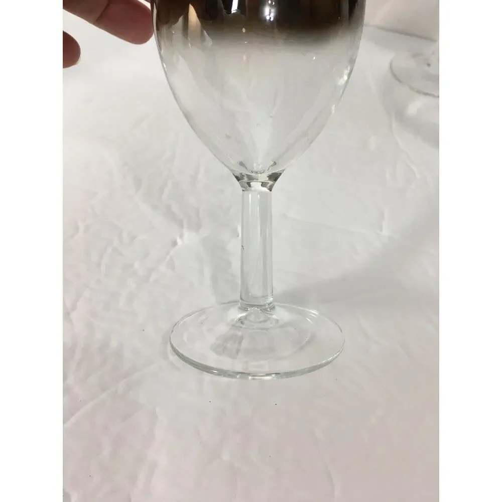 Set of 5 Vintage Atomic Silver Fade Wine Glasses Made in‎ France